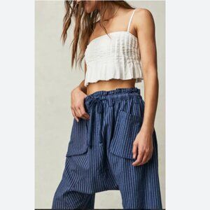 NWT Free People Blue Striped Cotton Pants